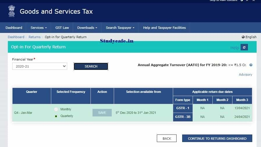 GSTR 3B QRMP Scheme Opting Tab Enabled On GST Portal