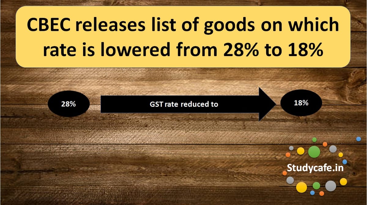 CBEC releases list of goods on which rate is lowered from 28% to 18%