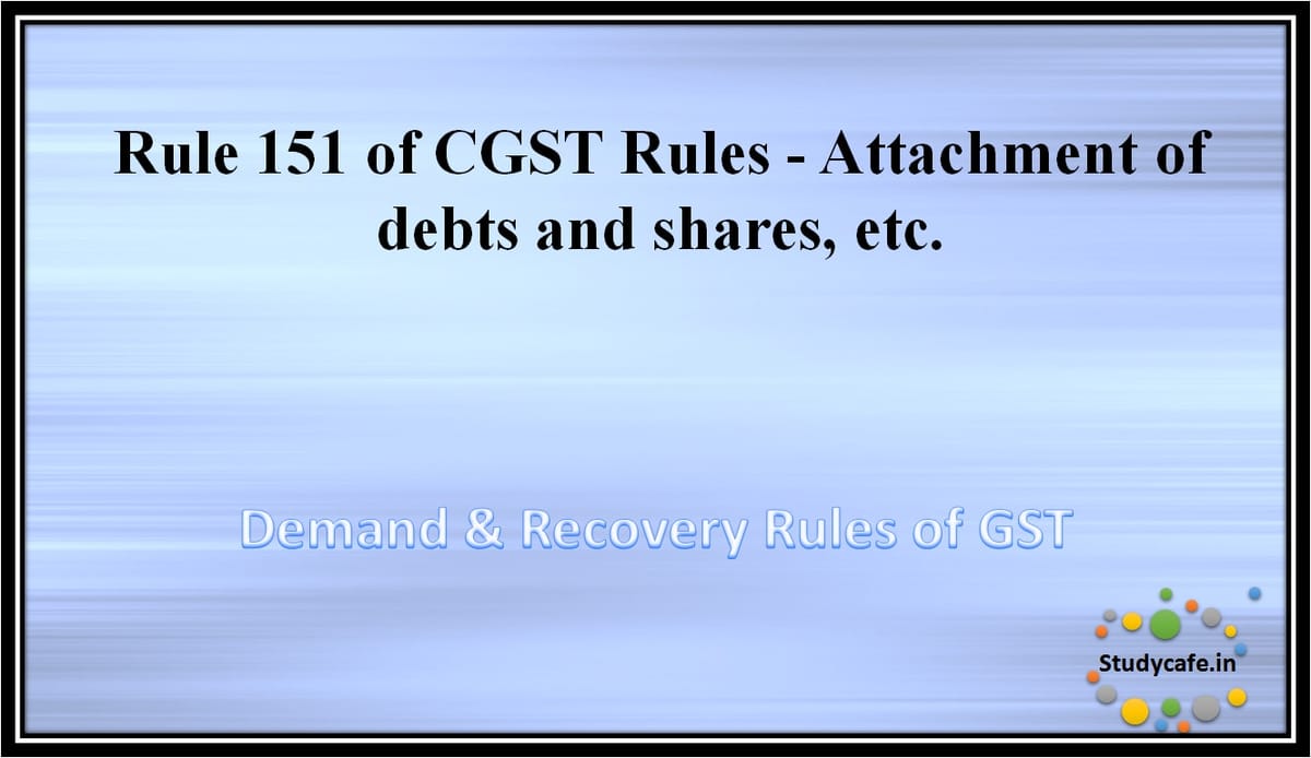 Rule 151 of CGST Rules -Attachment of debts and shares, etc.