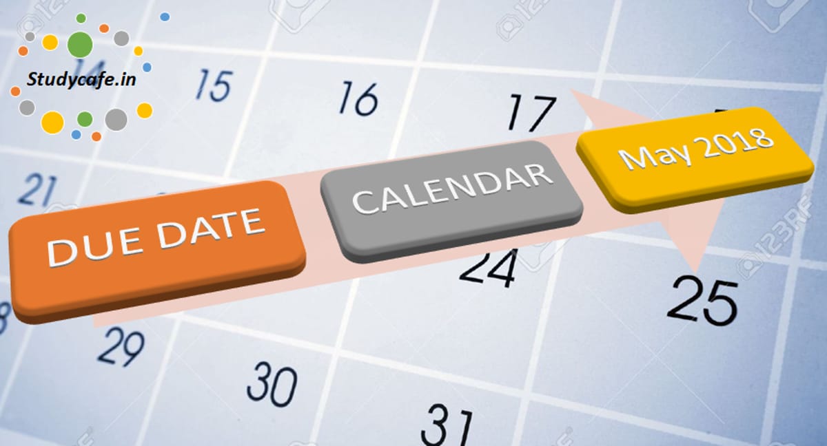 Due date calendar of May 2018 | GST Due date calendar for May 2018