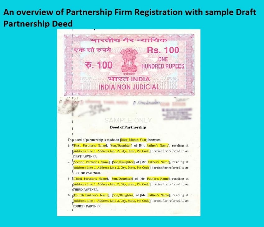 An overview of Partnership Firm Registration with sample Draft Partnership Deed