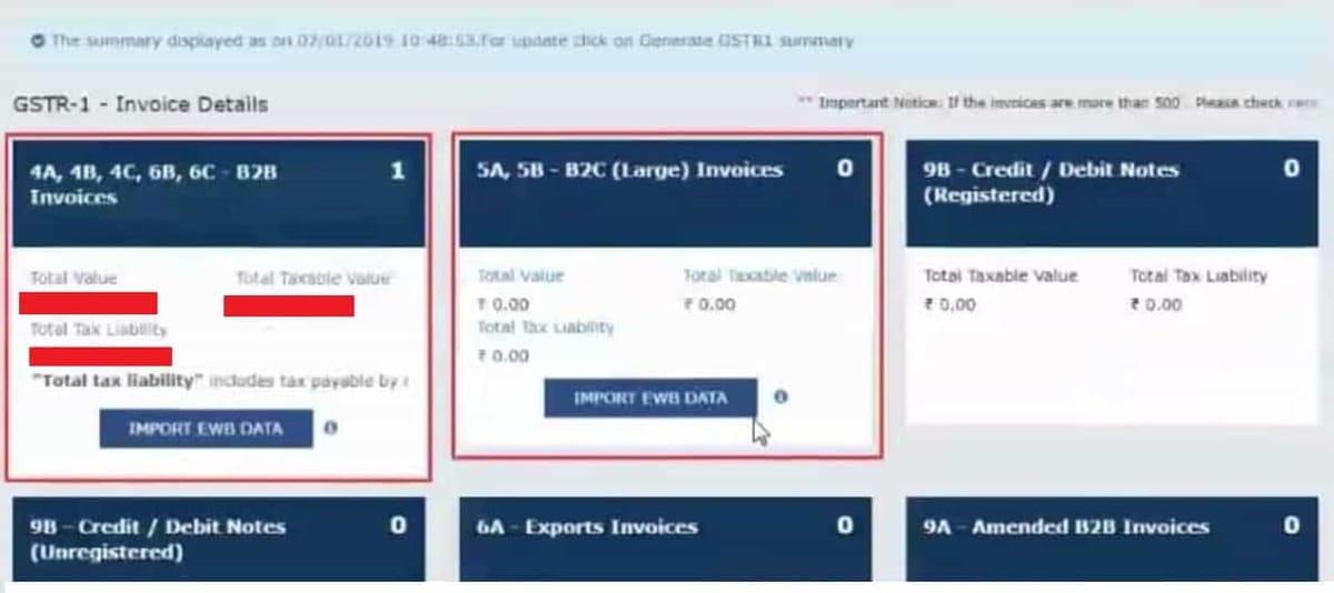 How to import invoices declared in E-Way Bill system into form GSTR1
