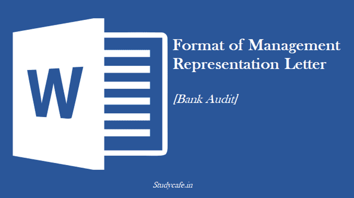 Format of Management Representation Letter [Bank Audit]