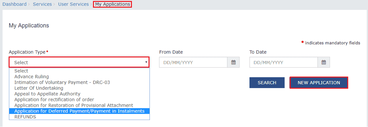 Applying for Deferred Payment/ Payment in Installments of GST