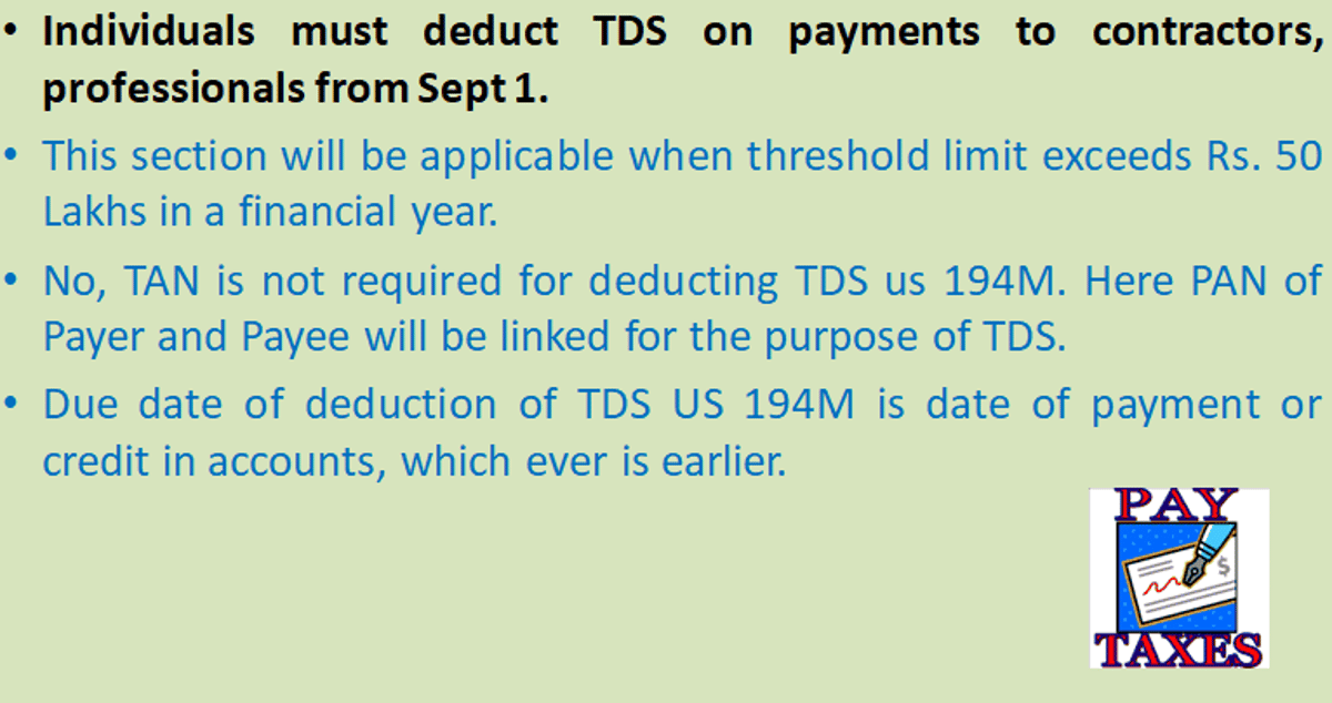 Individuals must deduct TDS on payments to contractors, professionals from Sept 1: Know all about it