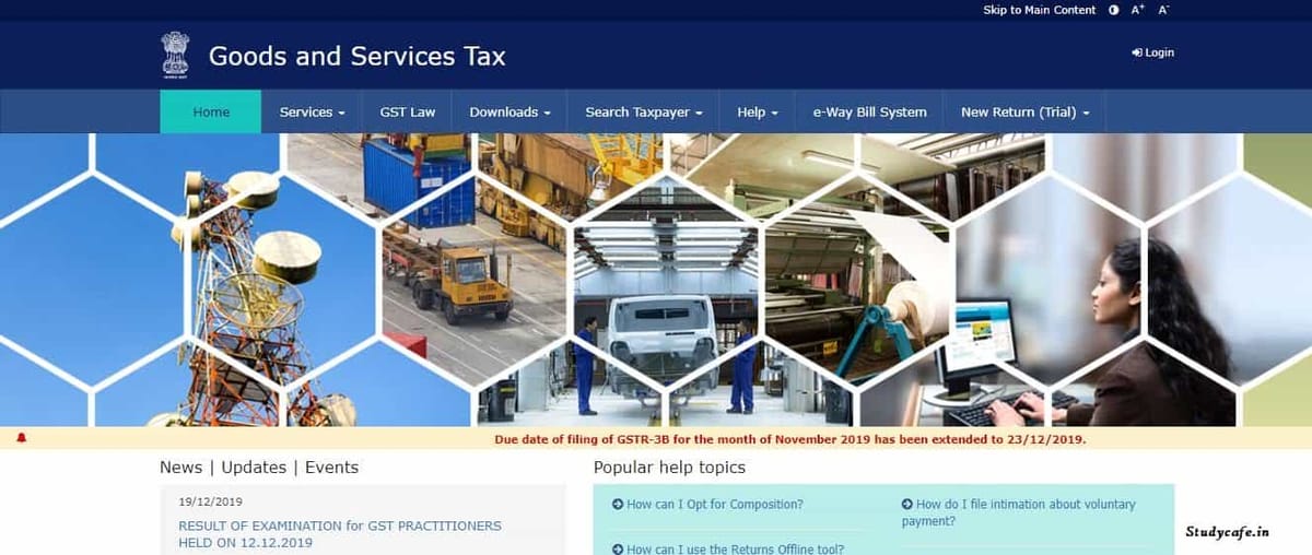 GSTR-3B Due Date for the month of Nov 2019 extended to 23/12/2019