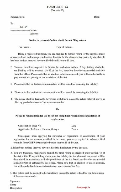GSTR-3A Notice : Interest & Penalty in case of Non-Filing of Return
