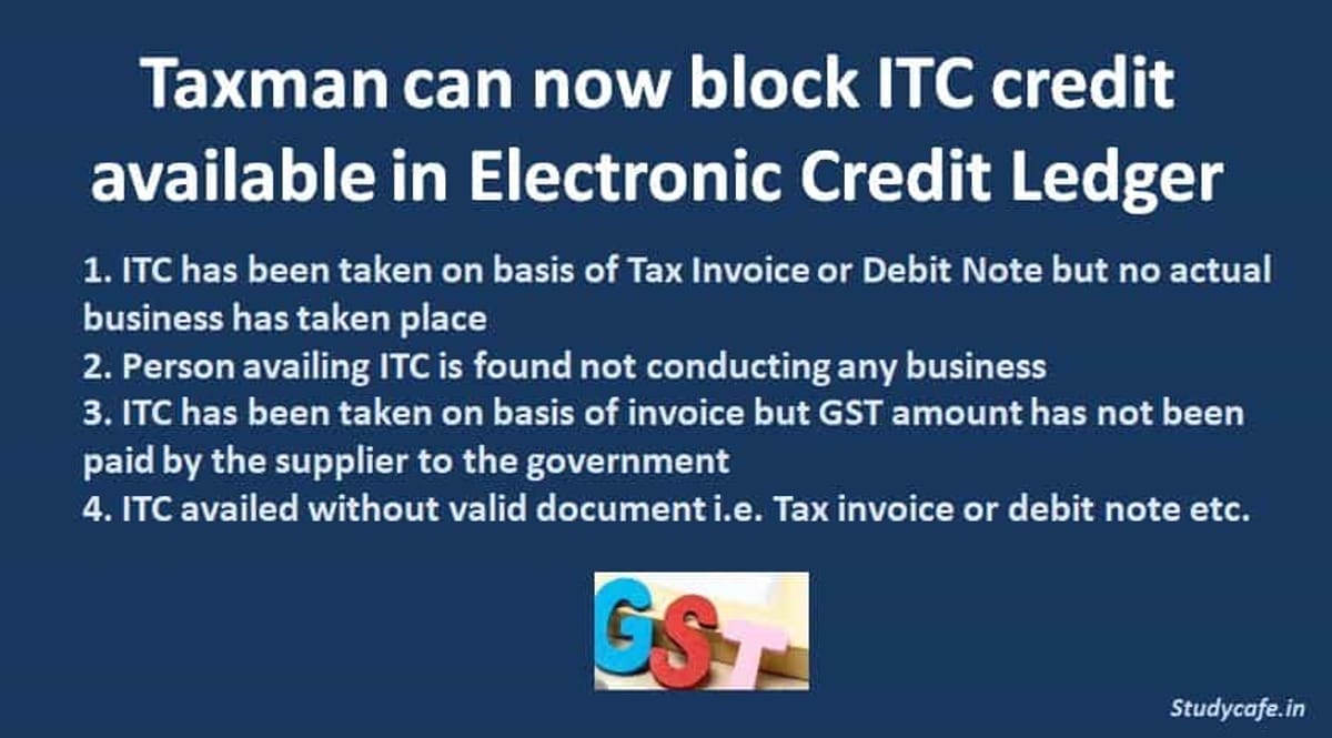 Taxman can now block ITC credit available in Electronic Credit Ledger