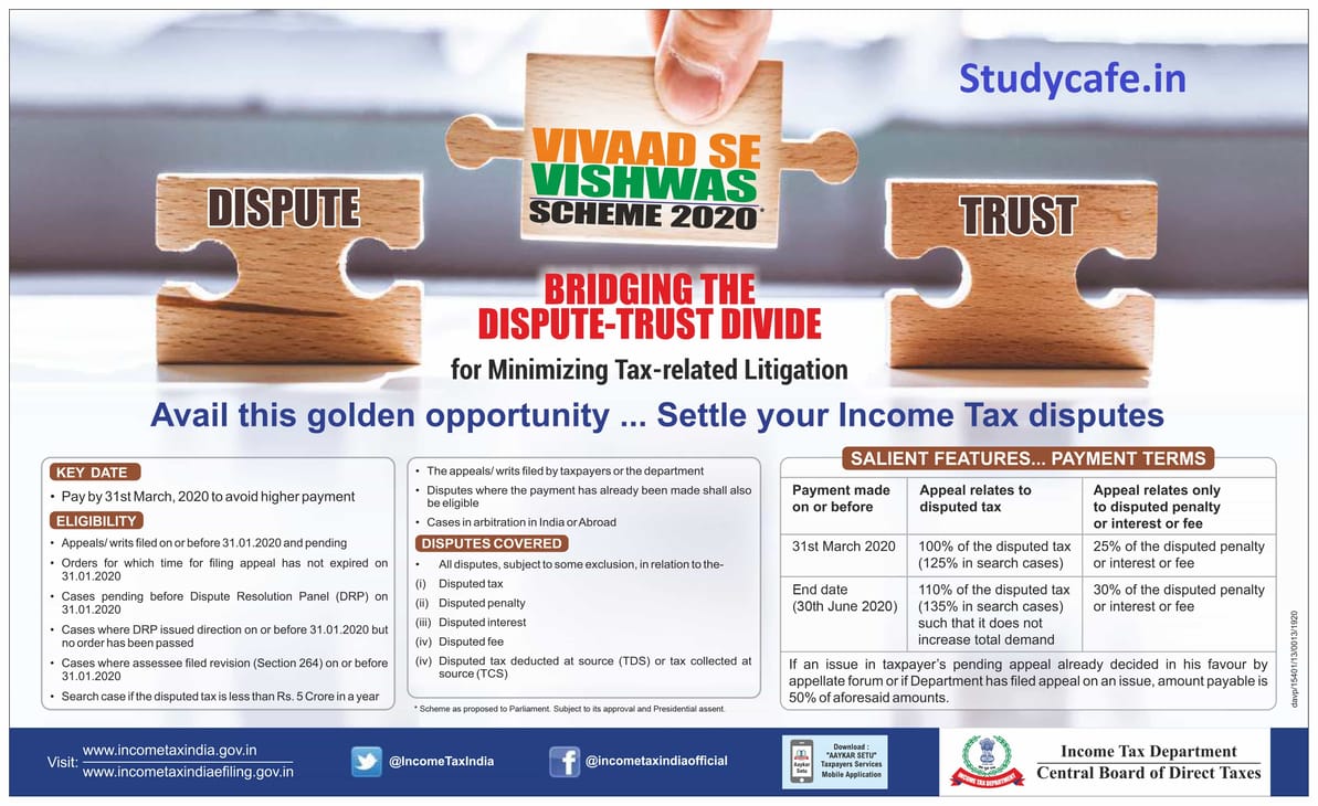 VIVAAD SE VISHWAS SCHEME 2020 – INCOME TAX
