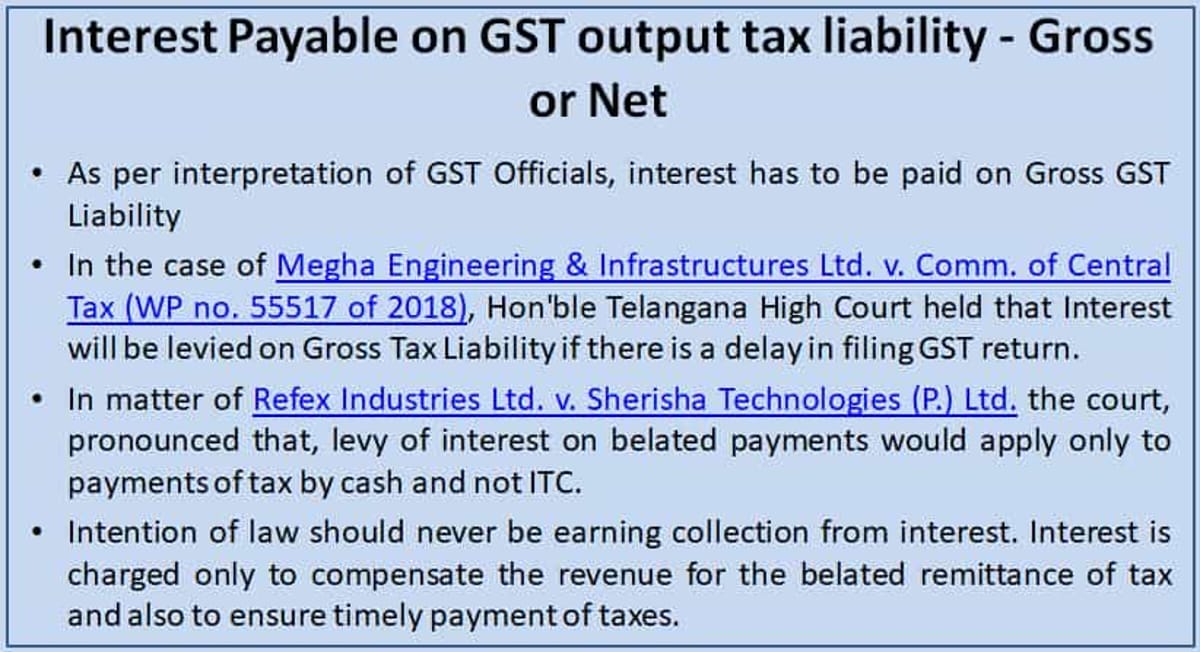 Interest Payable on GST output tax liability – Gross or Net