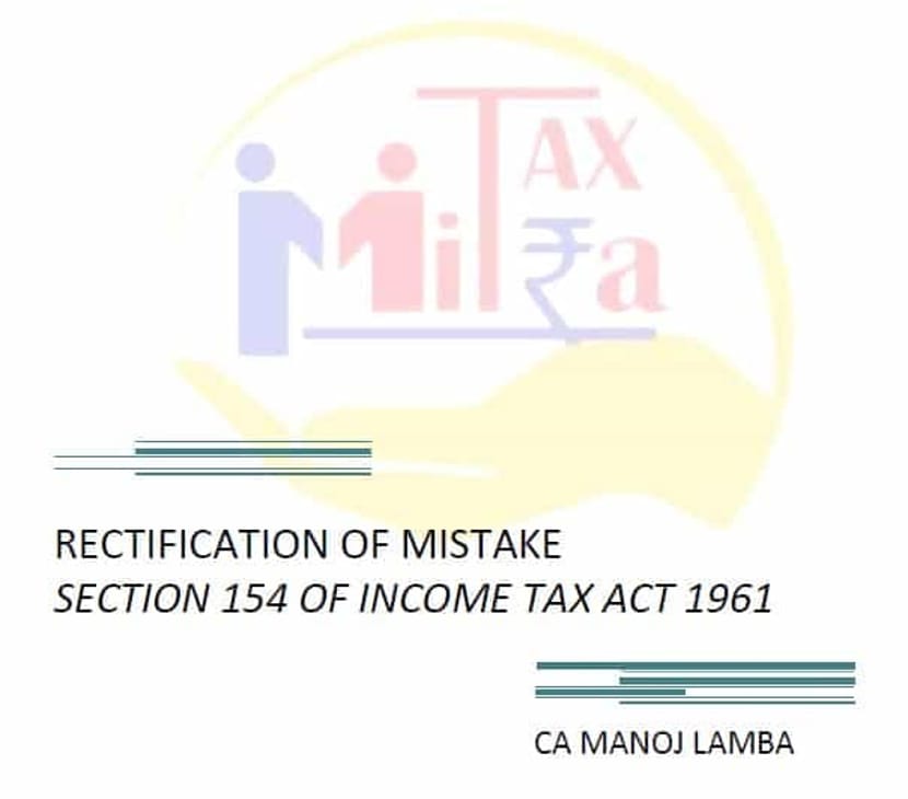 Section 154 Rectification of mistake Tax EBook