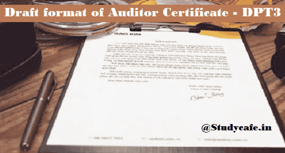 Draft format of Auditor Certificate – DPT3