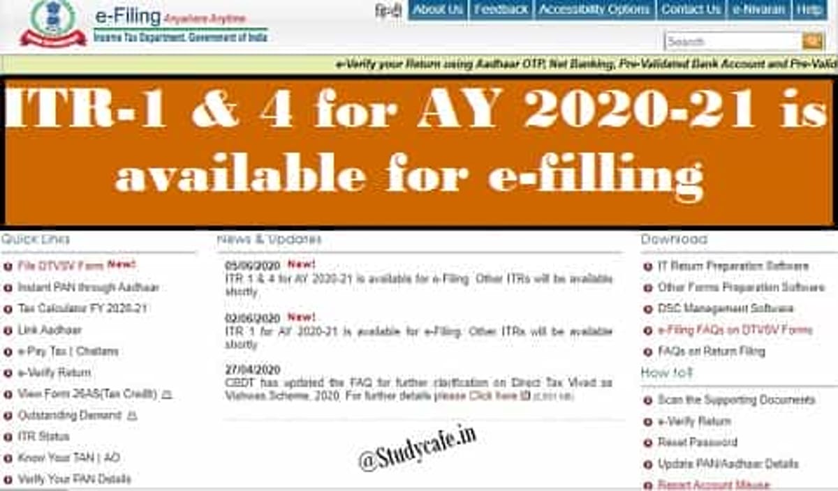 ITR-4 for AY 2020-21 is available for e-filling