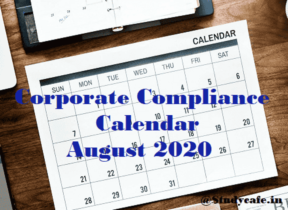 Corporate Compliance Calendar August 2020