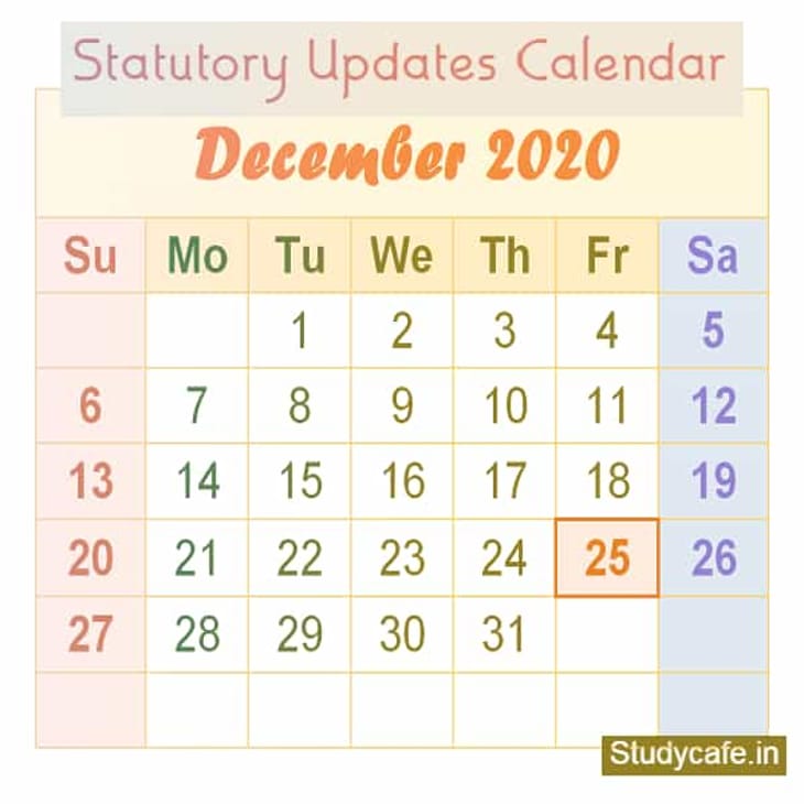 Statutory Updates Calendar Dec 2020