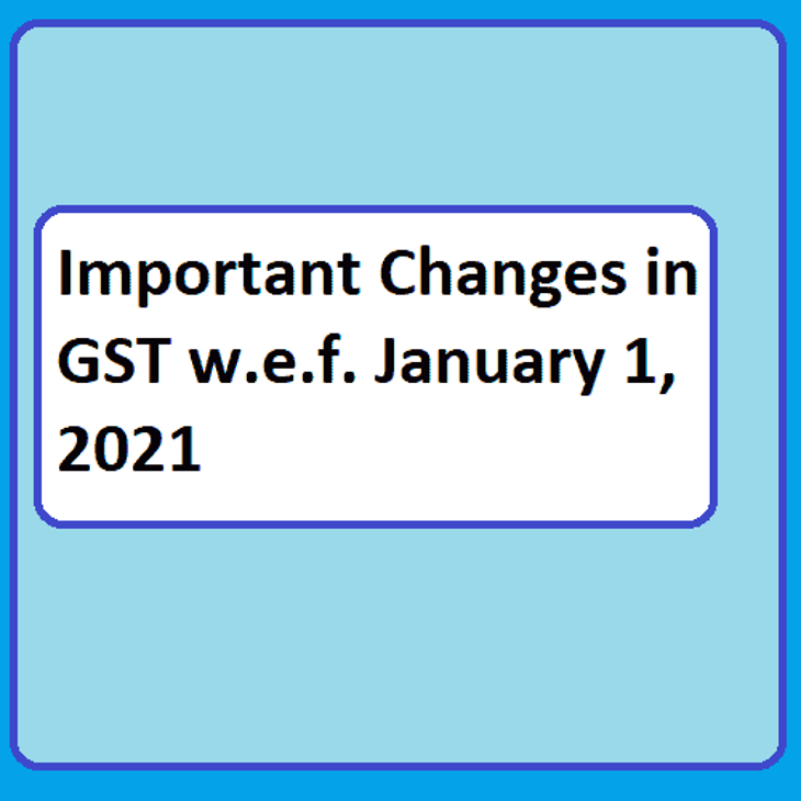 Important Changes in GST w.e.f. January 01, 2021