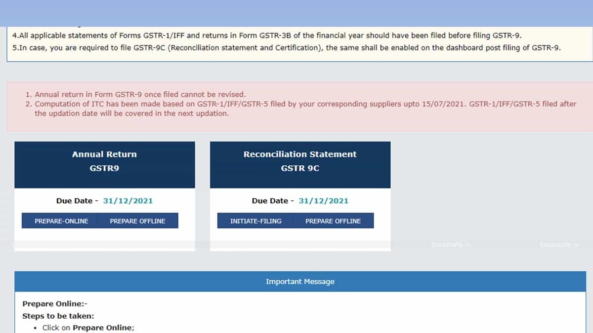 GSTR-9C Reconciliation Statement Available for Filing on GST Portal