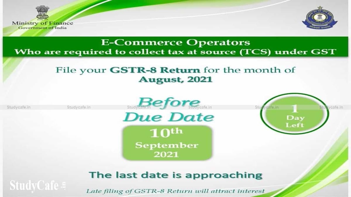 CBIC reminds E-Commerce operators who Deduct TCS to file GSTR-8 Return for August 2021