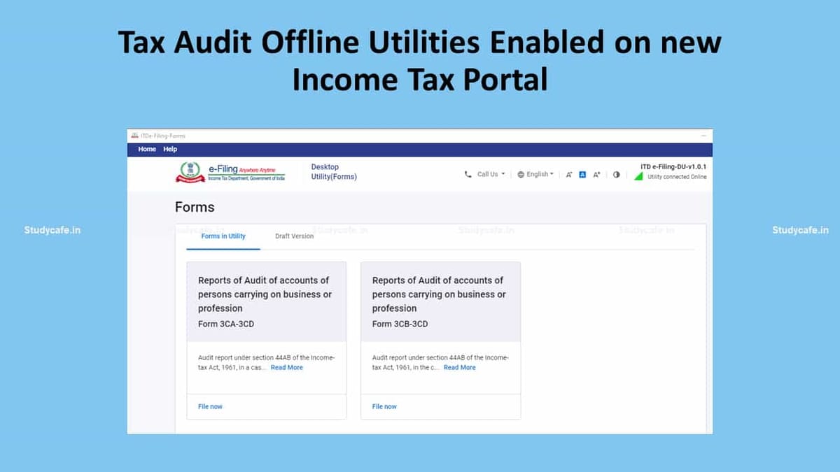 Tax Audit Offline Utilities Enabled on new Income Tax Portal