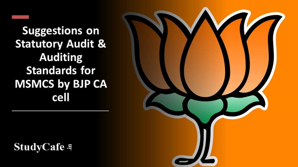 Suggestions on Statutory Audit & Auditing Standards for Micro, Small & Medium Companies (MSMCS) by BJP CA cell