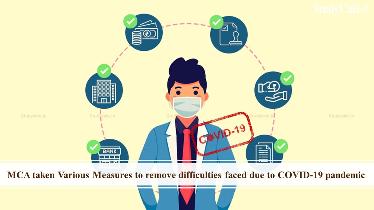 MCA taken Various Measures to remove difficulties faced due to COVID-19 pandemic