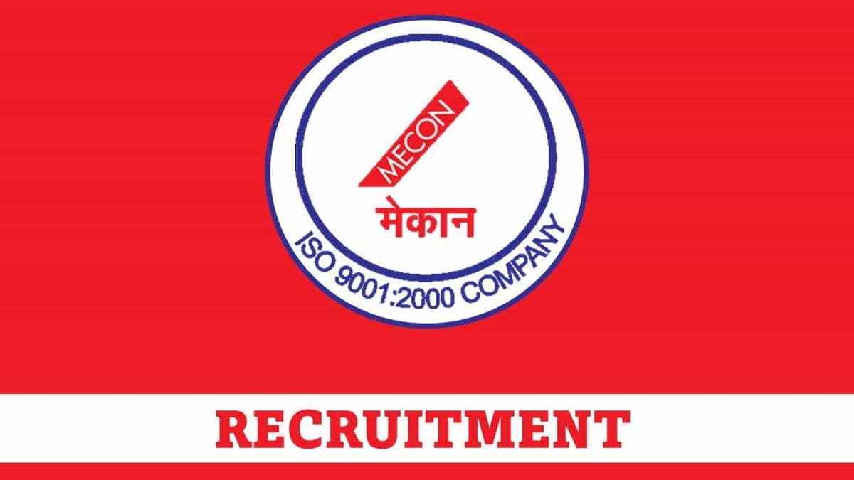 MECON Recruitment 2023 for Draftsman: Apply Online, 15 Vacancies, Candidates With Age 18+ Years Can Apply