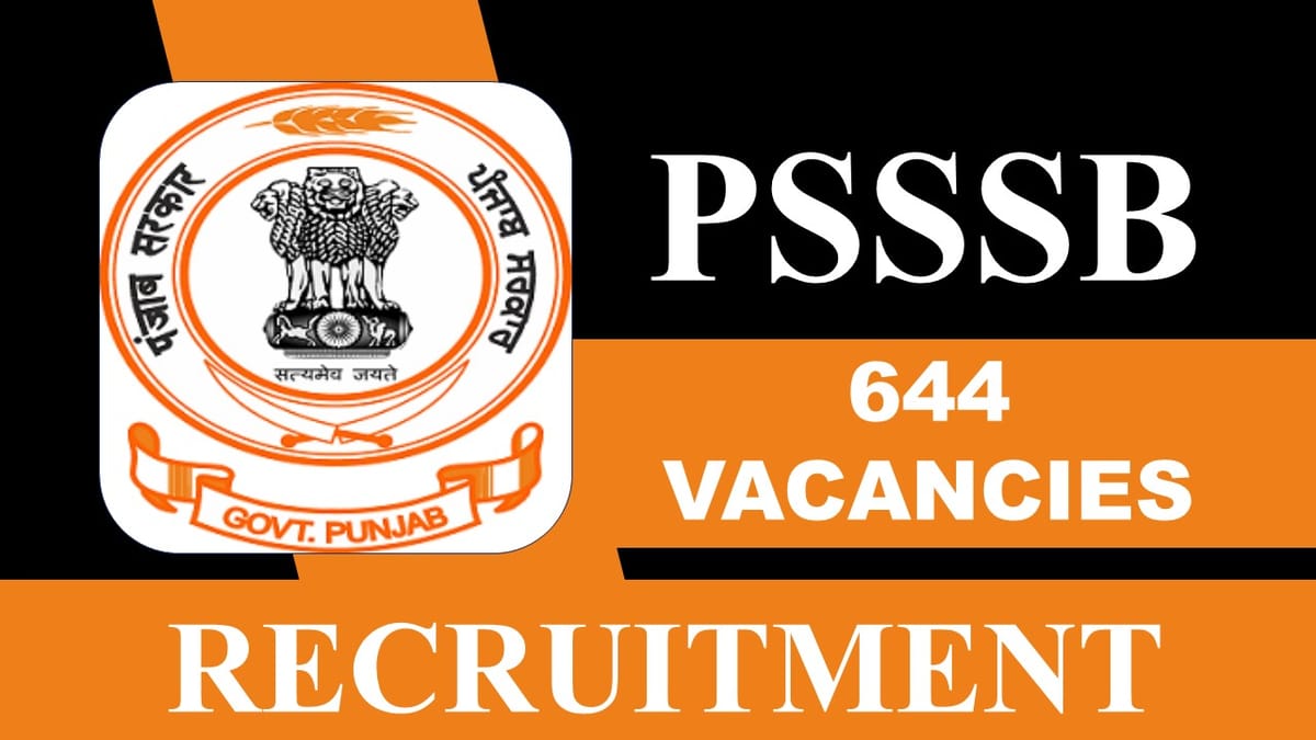 PSSSB Recruitment 2023: 644 Vacancies, Check Post, Other Vital Details, Last Date to Apply