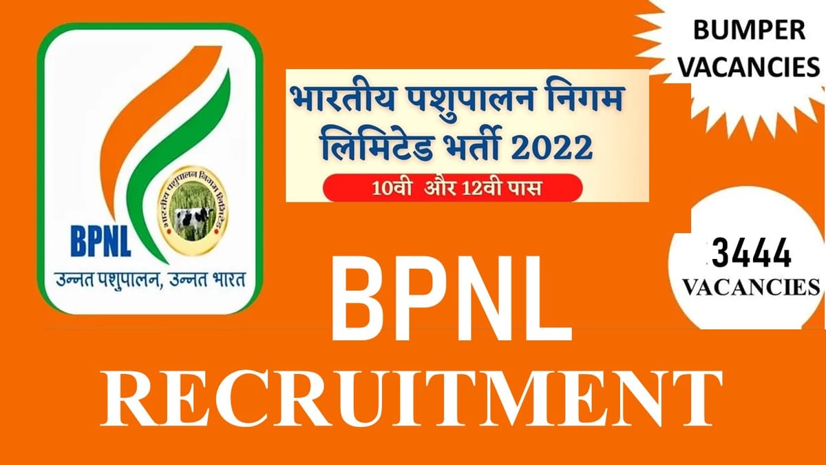 BPNL Recruitment 2023: 3444 Vacancies, Check Posts, Monthly Salary, Eligibility and How to Apply