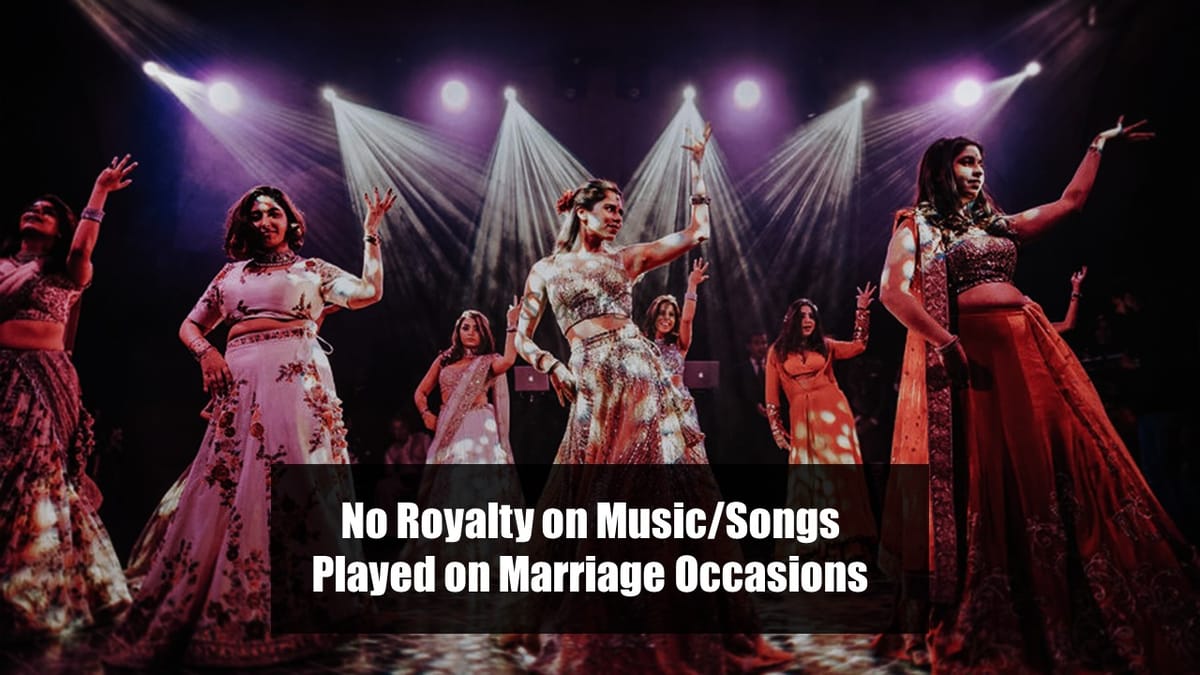 No Royalty on Music/Songs Played on Marriage Occasions; Directs DPIIT