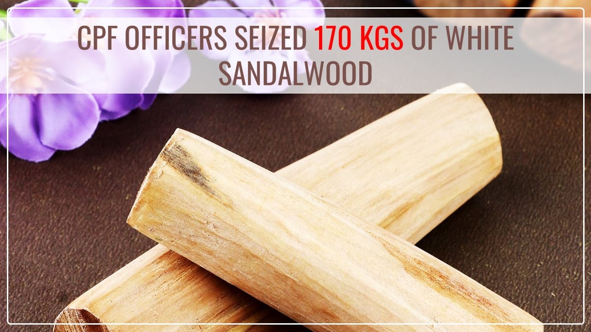 CPF Officers seized 170 kgs of White Sandalwood valued at Rs.28.05 lakhs