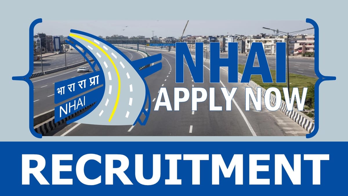 NHAI Recruitment 2024: Monthly Salary Up to 101000, Check Vacancies, Post, Age, Qualification and Process to Apply