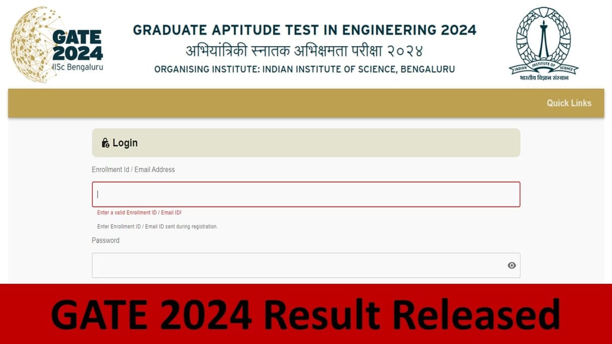 GATE 2024 Result Live: IISc Releases GATE Results Today at gate2024.iisc.ac.in