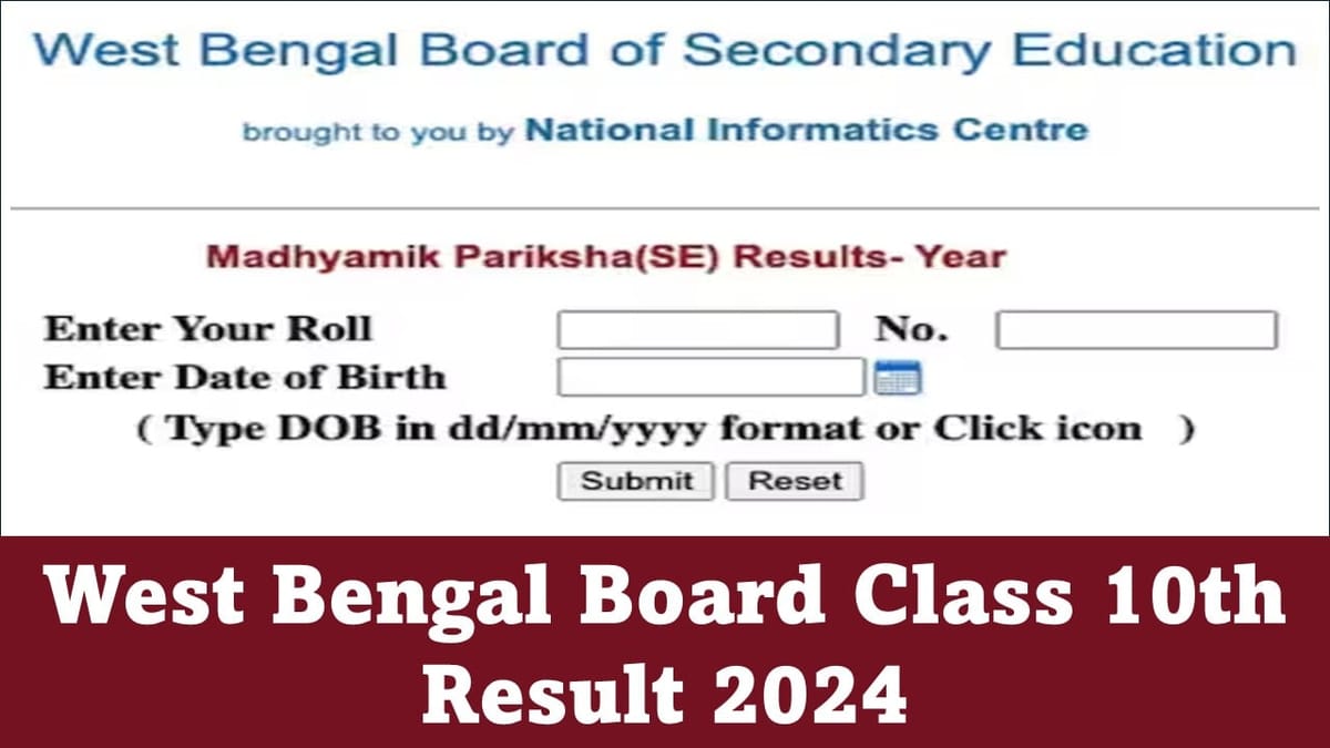 West Bengal Board Class 10th Result 2024 Live Update WBBSE Madhyamik