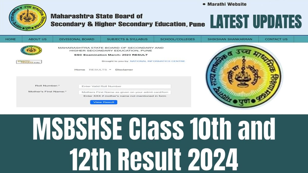 Maharashtra Board Class 10th and 12th Result 2024: MSBSHSE Class 10th and 12th Board Result Soon at  mahresult.nic.in