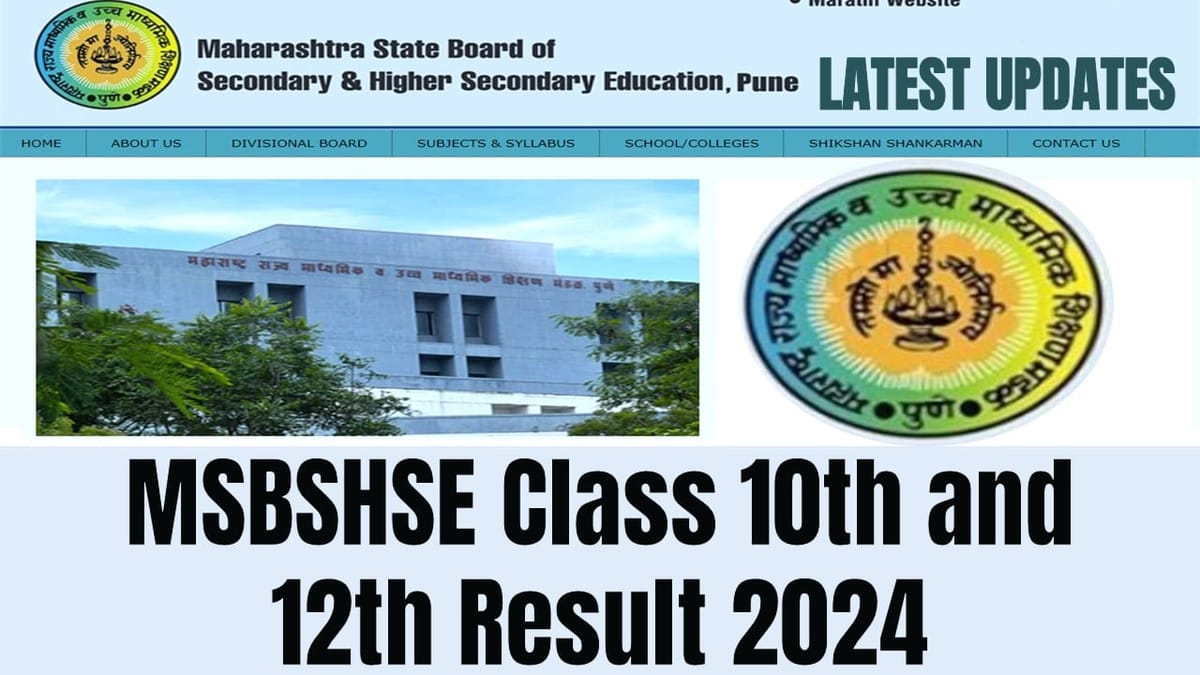 Maharashtra Board Class 10th and 12th Result 2024 MSBSHSE Class 10th