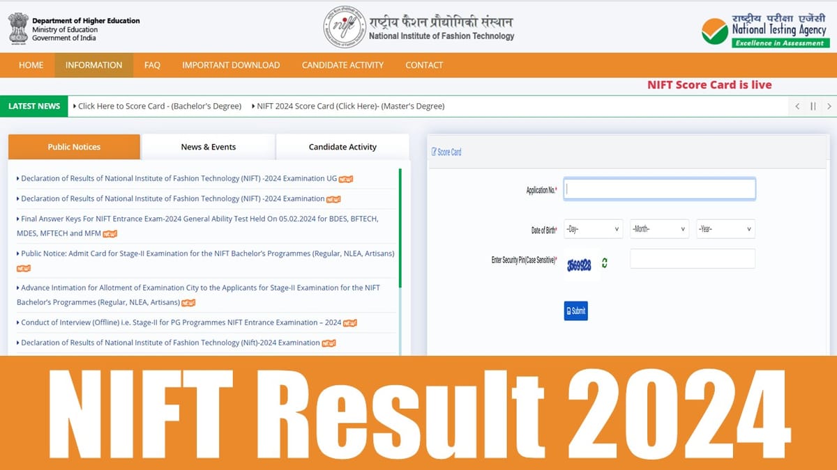 NIFT Result 2024: NIFT Result Out, Download NIFT Score Card Here