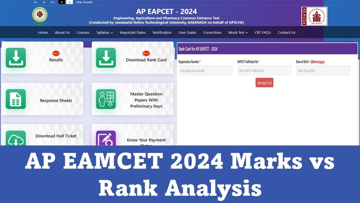 AP EAMCET 2024: AP EAMCET 2024 Marks vs Ranks Analysis, Calculate Rank Using Your Scores