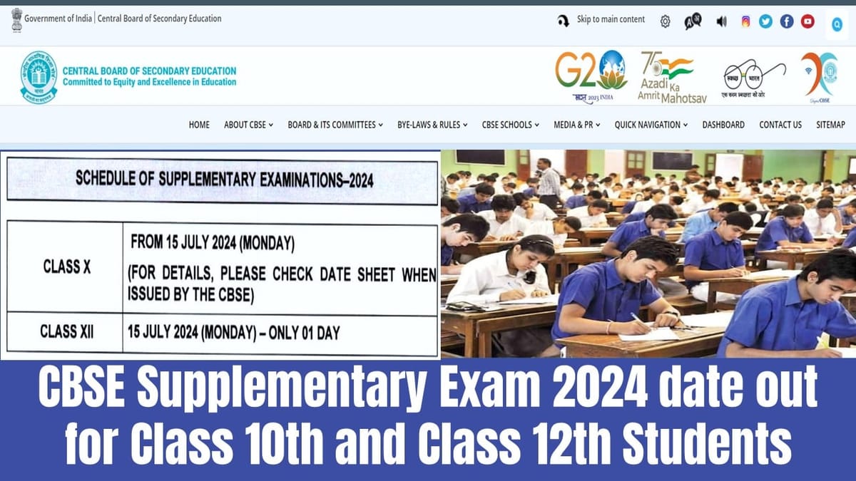CBSE Supplementary Exam 2024 Date Out for Class 10th and Class 12th Students; Check Dates