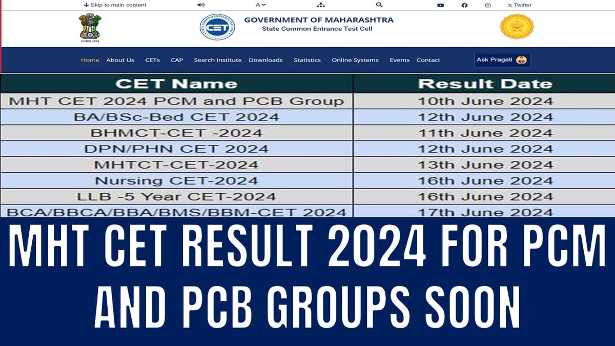 MHT CET Result 2024: MHT CET Result 2024 likely to be Released Soon for PCM and PCB Groups at cetcell.mahacet.org 