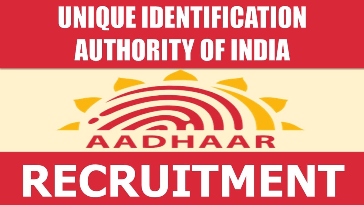 UIDAI Recruitment 2024: Monthly Salary Up to 75000, Check Post, Tenure and Process to Apply