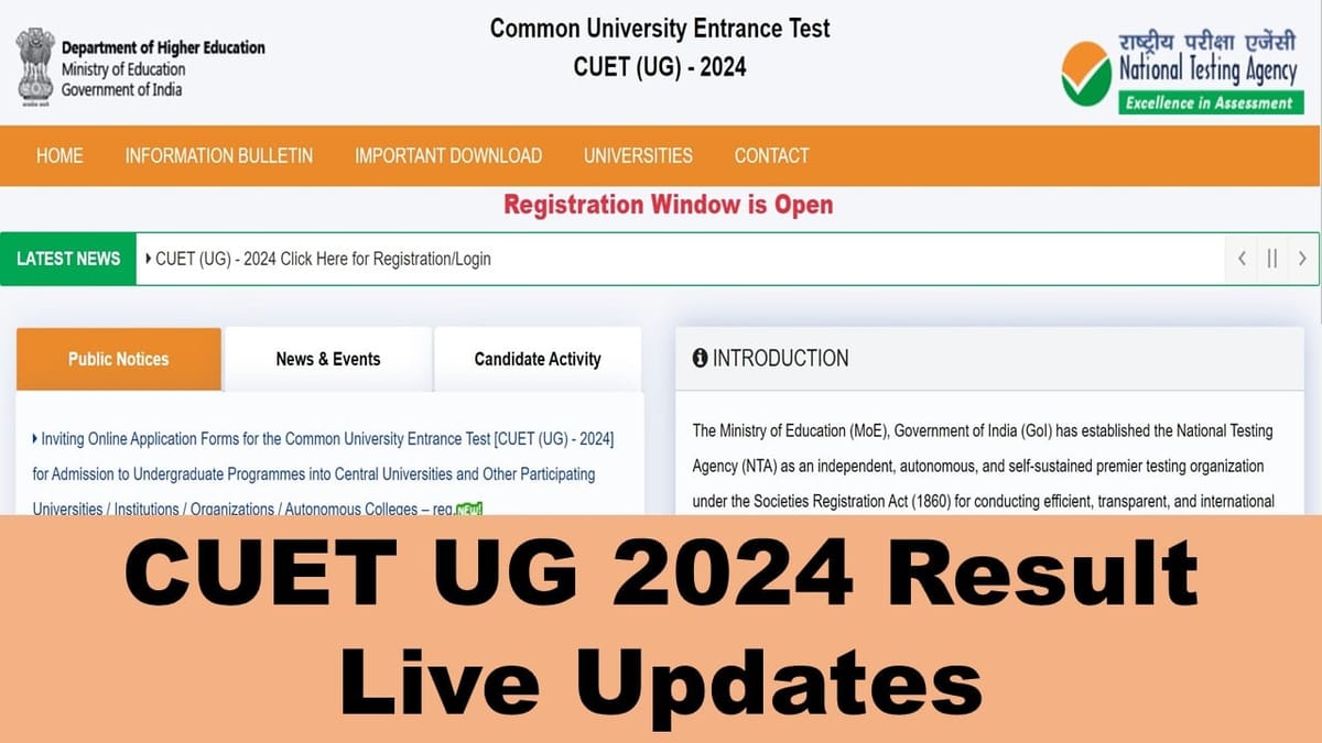 CUET UG 2024 Result Live: CUET UG 2024 Result To be Released Soon at exams.nta.ac.in/CUET-UG/