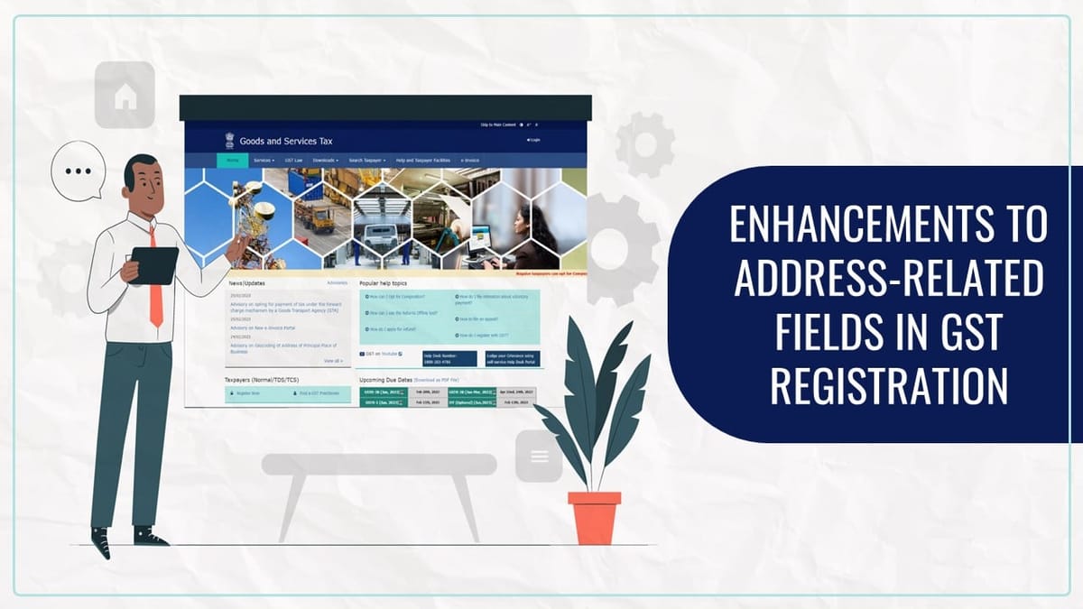 GSTN notified Enhancements to Address-Related Fields in GST Registration Functionalities