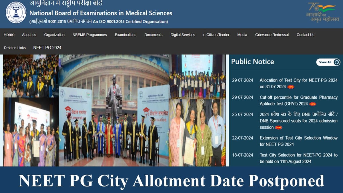 NEET PG 2024: NEET PG City Allotment Date Postponed to July 31st