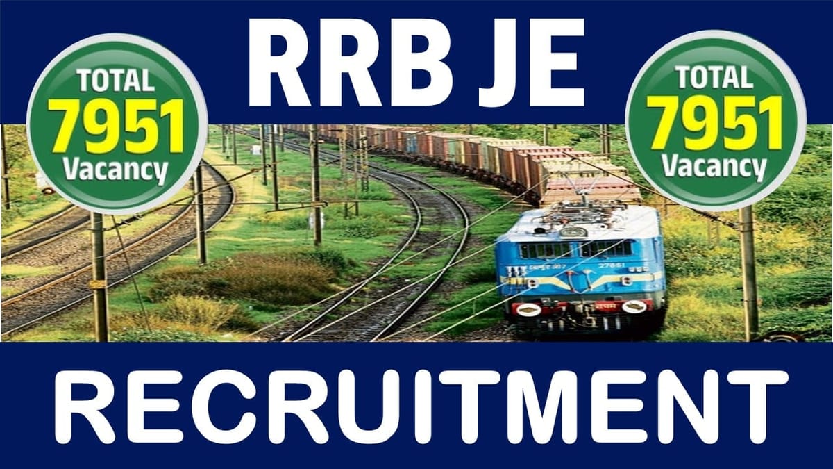 RRB JE Recruitment 2024: RRB JE Recruitment 2024 Application Window Starts Today