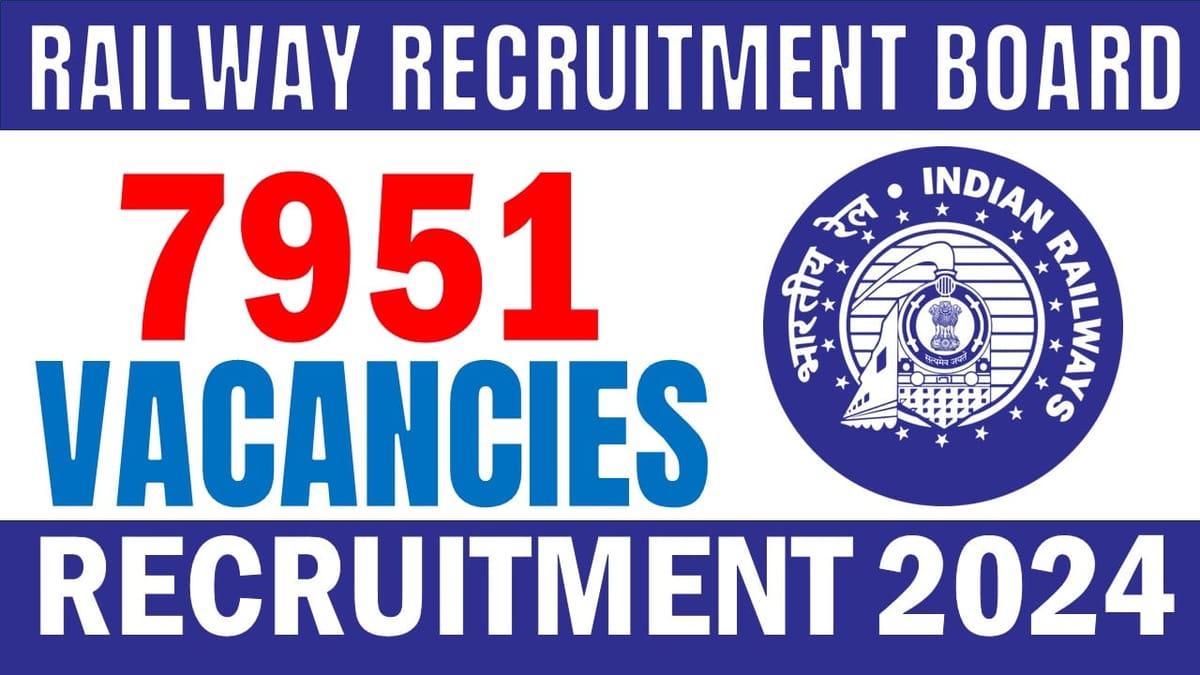 Railway Recruitment Board Recruitment 2024: Notification Out for 7951 Vacancies Check Post and Apply Fast