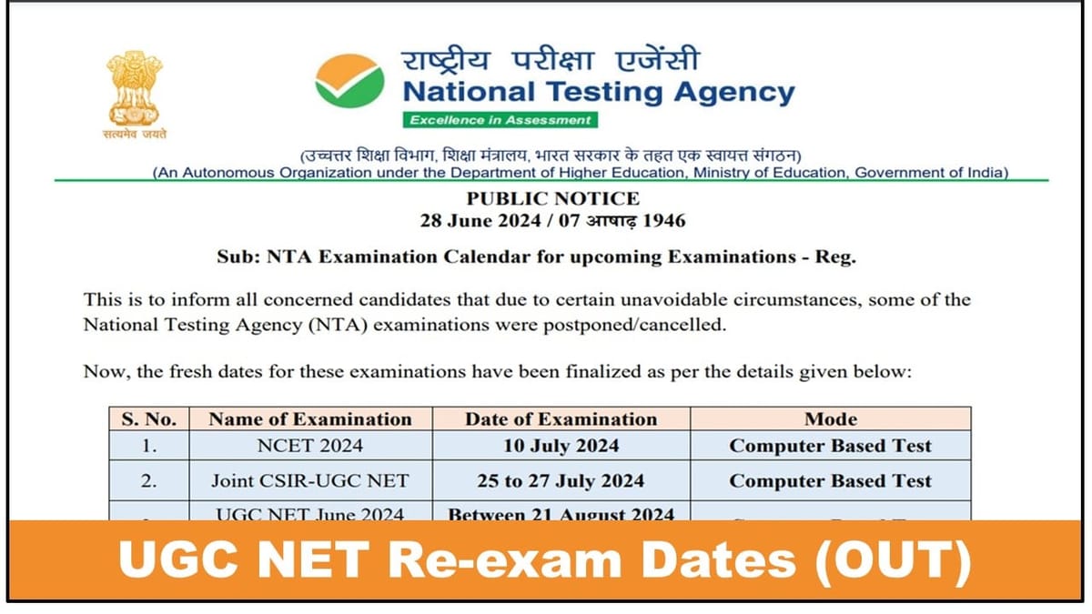UGC NET 2024: UGC NET 2024 Re-exam Dates Announced, Check Syllabus and Other Details