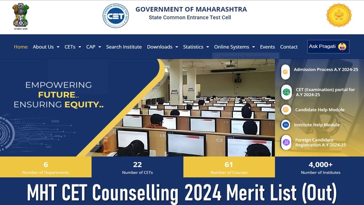 MHT CET Counselling 2024: MHT CET 2024 Merit List OUT, Check Schedule and Other Details