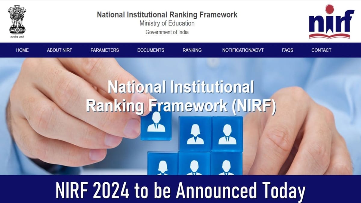 NIRF 2024: Rankings 2024 To be Announced Today at 3 PM by Ministry of Education