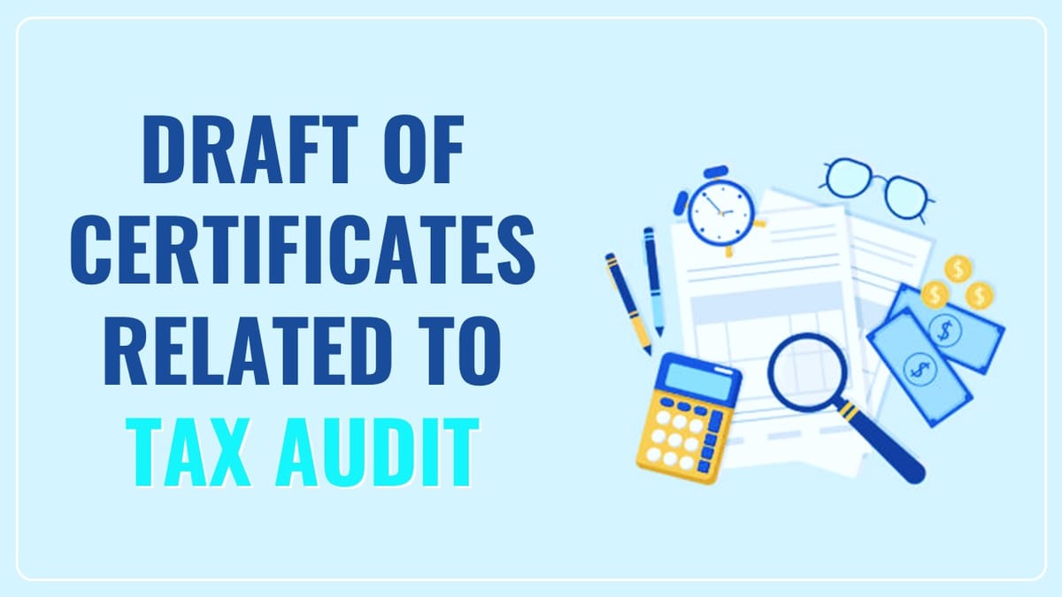 Draft of other Relevant Certificates in Relation to Tax Audit Covering