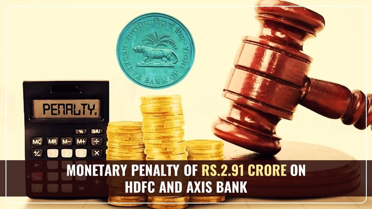 RBI imposes Monetary Penalty of Rs.2.91 Crore on HDFC and Axis Bank